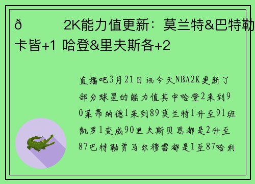 👀2K能力值更新:莫兰特&巴特勒&小卡皆+1 哈登&里夫斯各+2
